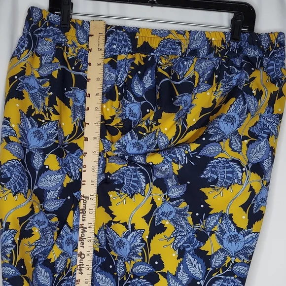 Eloquii Pants Women 16 Floral Jogger Elastic Pullon Pocket Stretch Blue Yellow - Picture 5 of 9